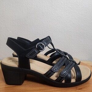Clarks Emily2 Rose Sandals Womens Size 11 Black Leather Strappy Comfort